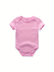 Summer Solid Short Sleeve Baby Bodysuit Cotton Soft 0-12Months Unisex