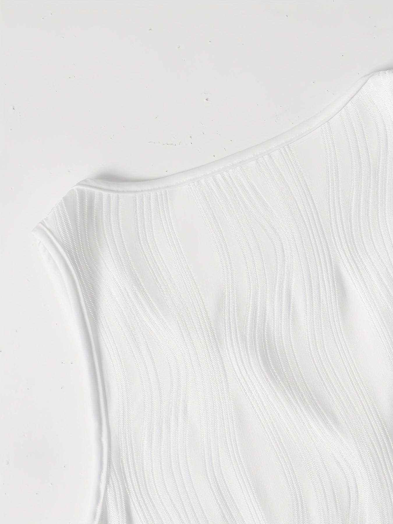 Solid Crinkle Notched Neck Tank Top