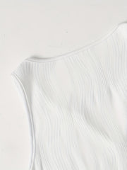 Solid Crinkle Notched Neck Tank Top