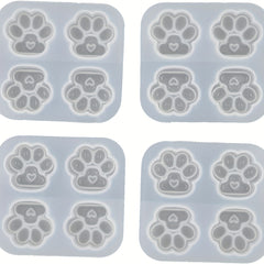 3Pcs Cat Paws Heart Footprint Resin Silicone Mold