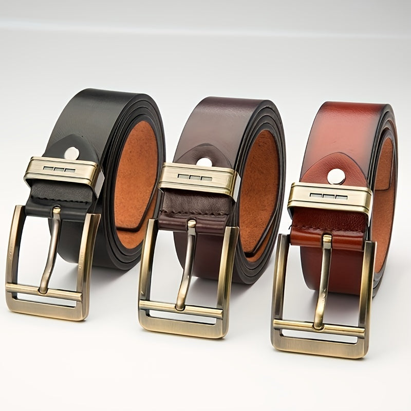 Men's PU Leather Business Belt Square Buckle Waist Strap Belt
