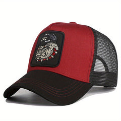 Dog Head Patch Trucker Hat Unisex Hip Hop Block Baseball Cap Mesh Breathable