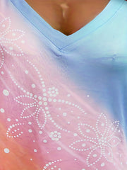 Floral Print Colorblock Tank Top V Neck Sleeveless