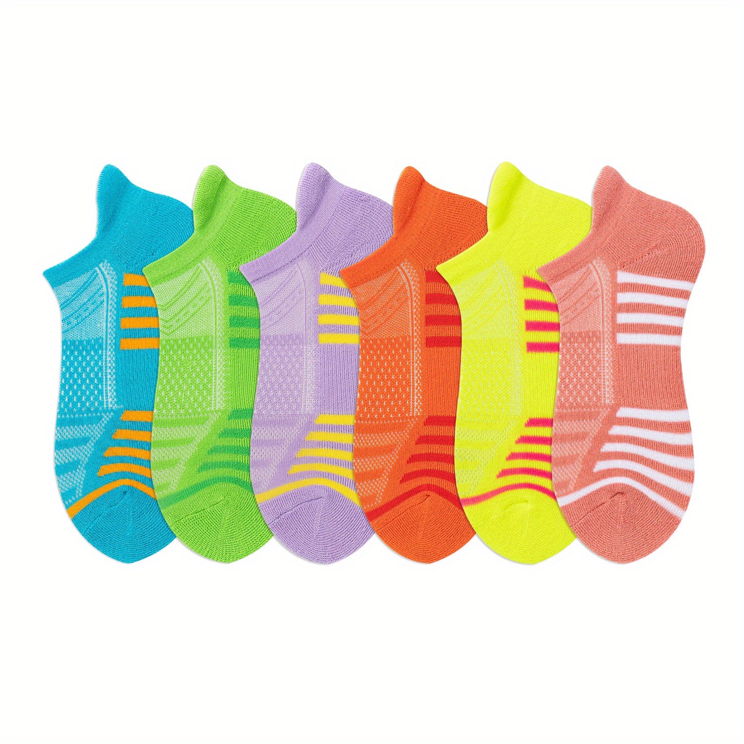 6 Pairs Women's Striped Short Socks Soft Lightweight Low Cut Sports Stocking