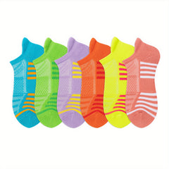 6 Pairs Women's Striped Short Socks Soft Lightweight Low Cut Sports Stocking