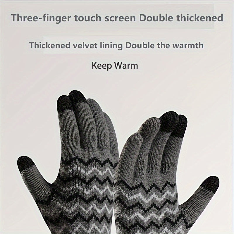 Winter Warm Knitted Gloves Thickened And Velvet Warm Gloves Touch Screen Gloves