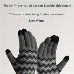 Winter Warm Knitted Gloves Thickened And Velvet Warm Gloves Touch Screen Gloves