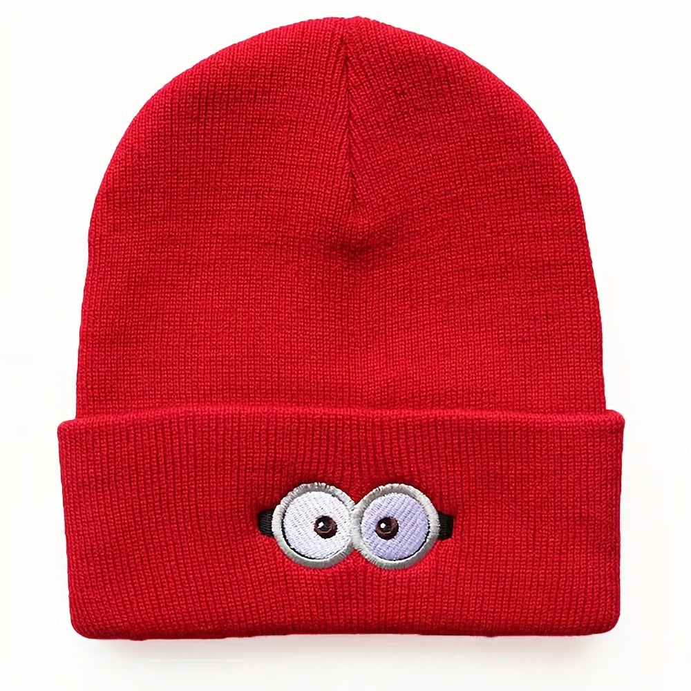 Embroidery Beanie Cartoon Unisex Knit Hat Elastic Skull Cap