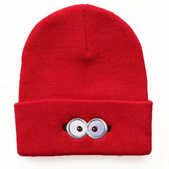 Embroidery Beanie Cartoon Unisex Knit Hat Elastic Skull Cap