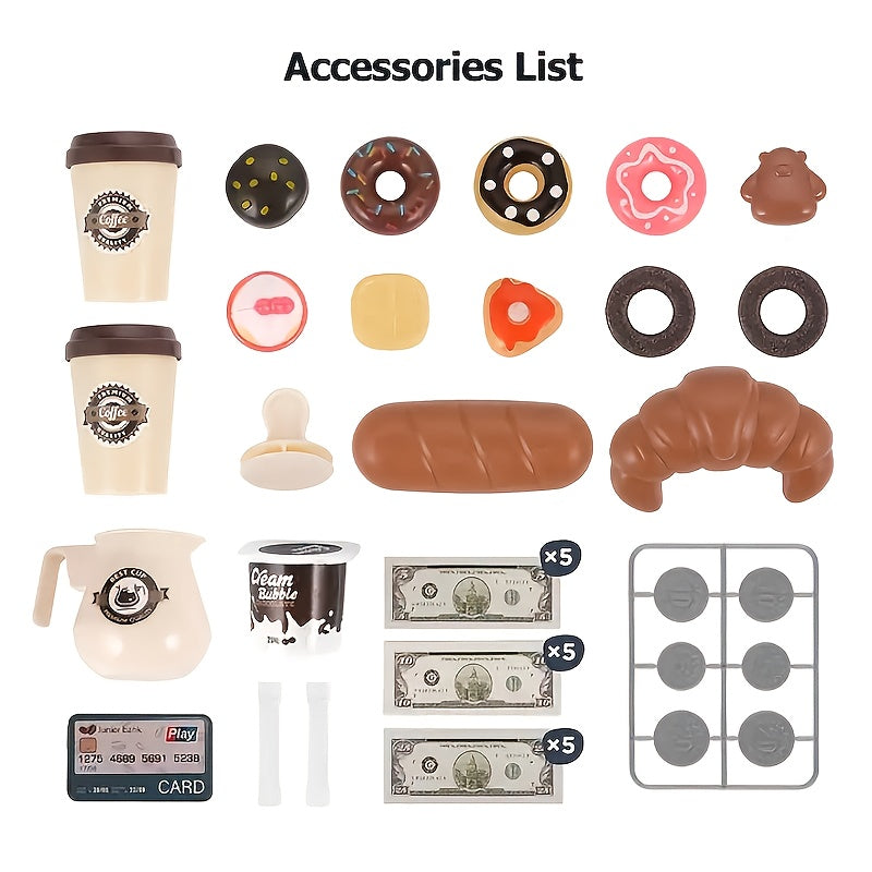 Kids Supermarket Cashier Play Set Coffee Shop Toy