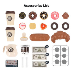 Kids Supermarket Cashier Play Set Coffee Shop Toy