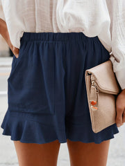 Minimalist Ruffle Trim High Waist Shorts for Summer