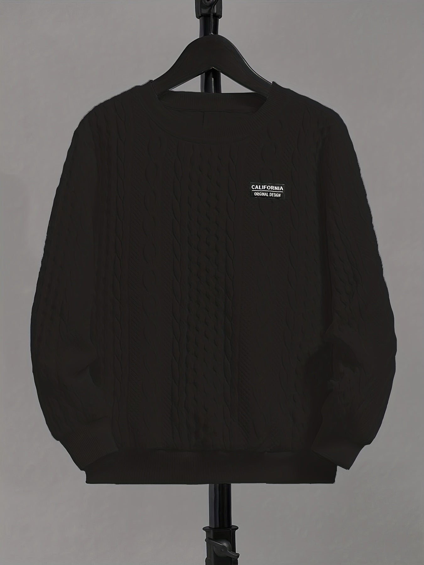 Boys Solid Crew Neck Sweatshirt with CALIFORNjsonIA Patch