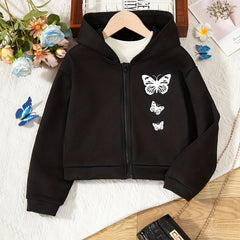 Girls Casual Butterfly Graphic Hoodie Long Sleeve Sweatshirt