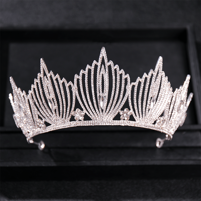 Golden Vintage Queen Crown Rhinestone Tiara Prom Hair Accessories