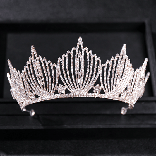 Golden Vintage Queen Crown Rhinestone Tiara Prom Hair Accessories
