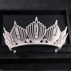 Golden Vintage Queen Crown Rhinestone Tiara Prom Hair Accessories
