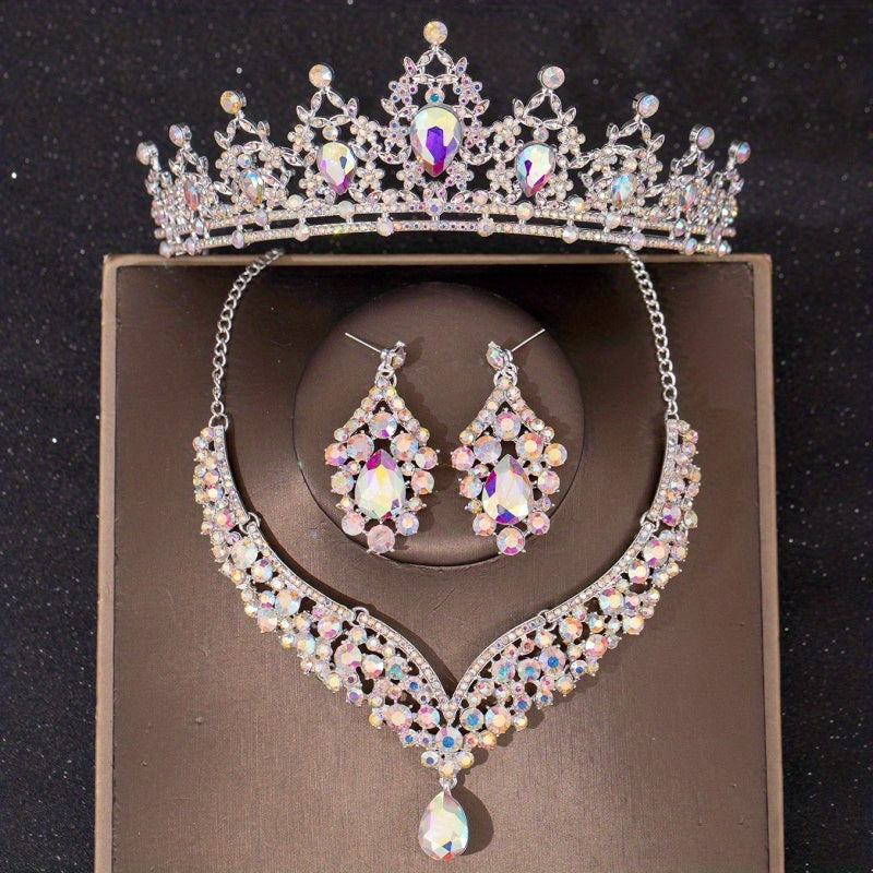 Baroque Green Crystal Bridal Jewelry Rhinestone Tiaras Crown