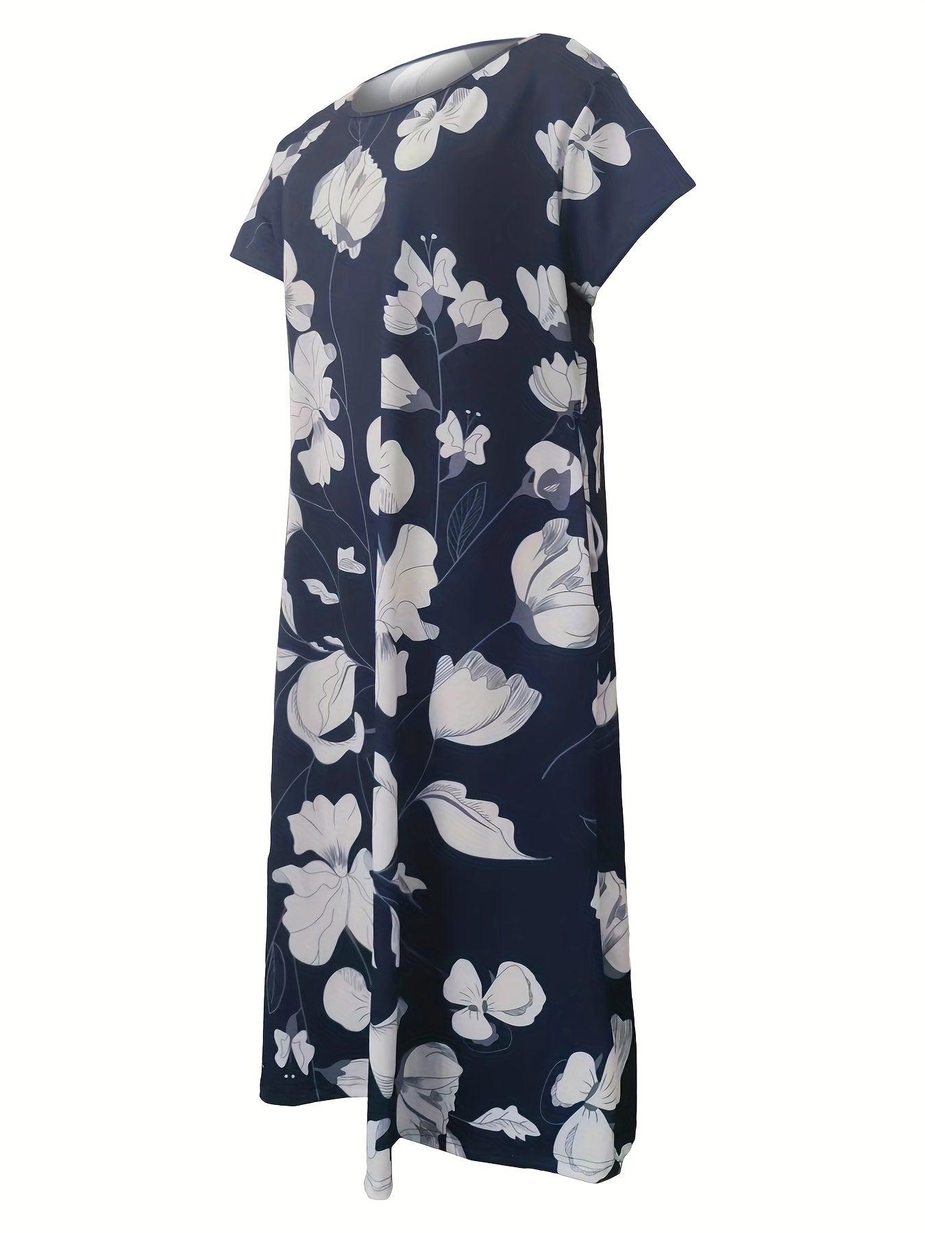 Floral Print Short Sleeve Midi Dress