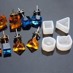 8pcs Stud Earrings Resin Crystal Epoxy Mold DIY Pendant Casting Silicone Mould