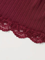 Lace Trim Lounge Set V Neck Cami Top & Elastic Waistband Pants