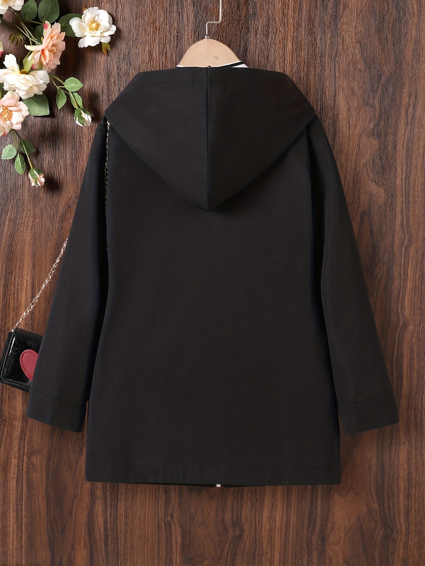 Kid Girls Hoodies Long Length Casual Hooded Zip Up Jacket