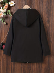 Kid Girls Hoodies Long Length Casual Hooded Zip Up Jacket