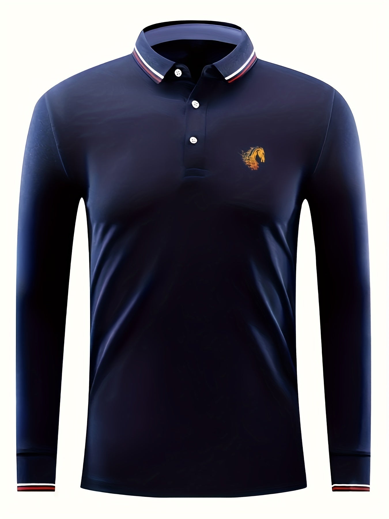 Men's Horse Head Print Shirt Casual Stretch Button Up Long Sleeve Shirt