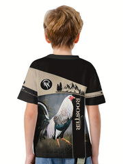 ROOSTER 3D Print Boys T shirt Summer Kids Outgoing Clothes