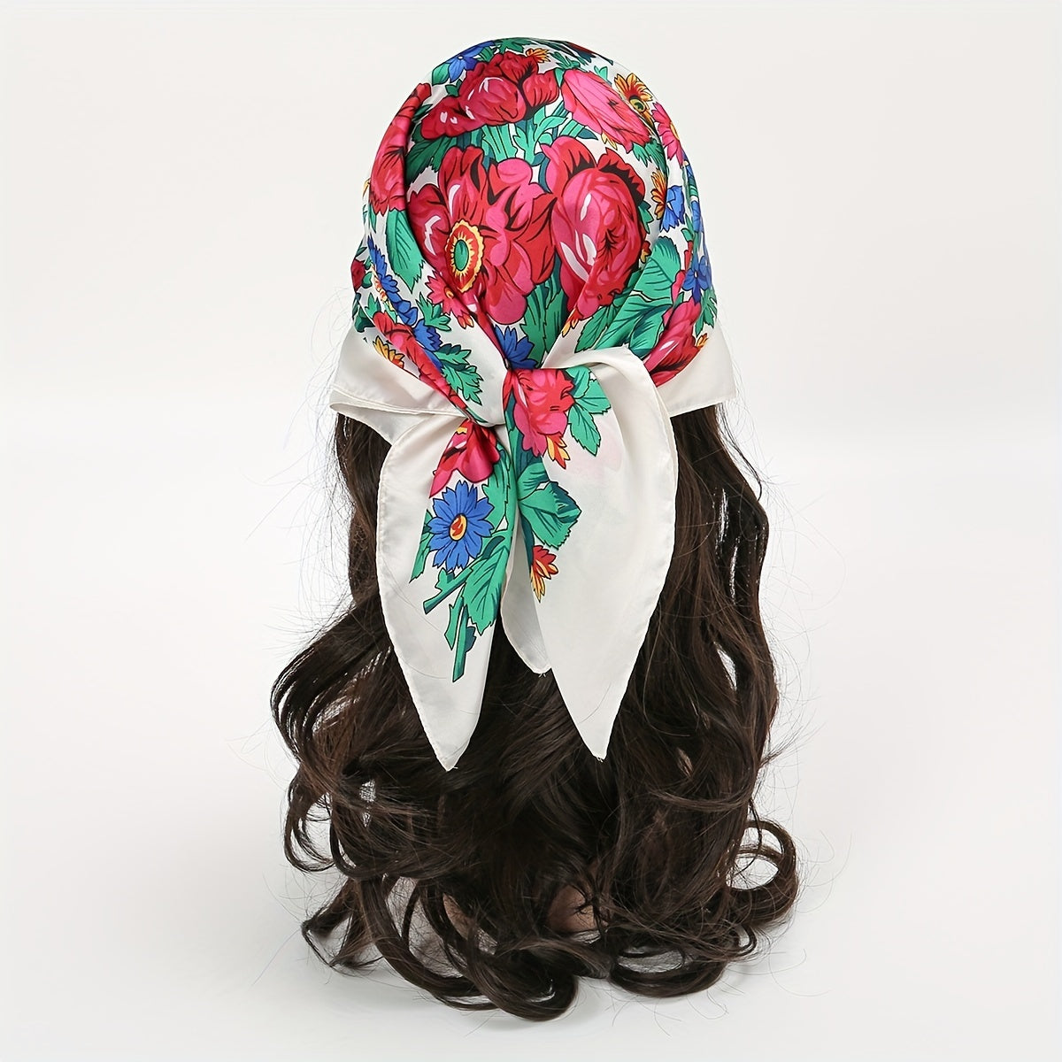 Boho Flower Print Bandana Square Scarf