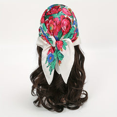 Boho Flower Print Bandana Square Scarf