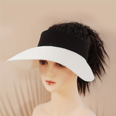 Wide Brim Visor Hat UV Protection Breathable Straw Sun Hat