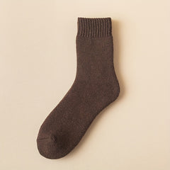Winter Plus Velvet Thick Wool Warm Socks Men's Solid Soft Mid-calf