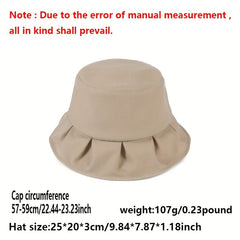 Ruffles Solid Bucket Hat French Style Sunscreen Beach Hats