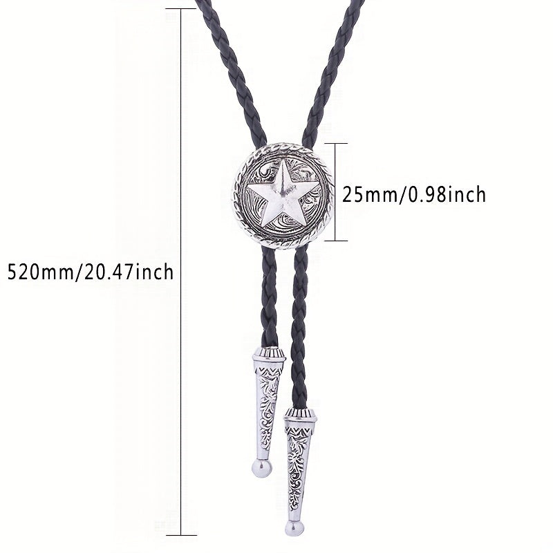 Retro Pentagram Pendant Buckle Necktie for Men and Women