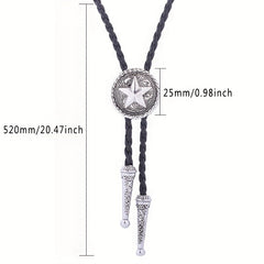 Retro Pentagram Pendant Buckle Necktie for Men and Women