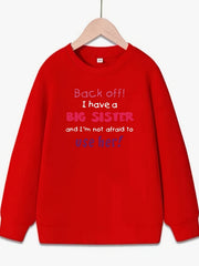 Girls Big Sister Print Long Sleeve Sweatshirt Top Pullovers