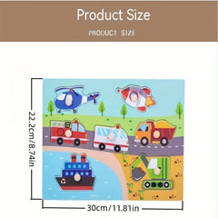 Wooden Animal Traffic Learning Puzzle Toy