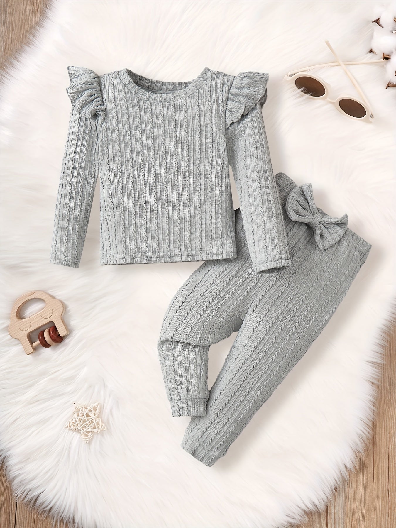 Toddler Ruffle Long Sleeve T-shirt Top Pants Fall Winter Outfit