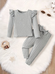 Toddler Ruffle Long Sleeve T-shirt Top Pants Fall Winter Outfit