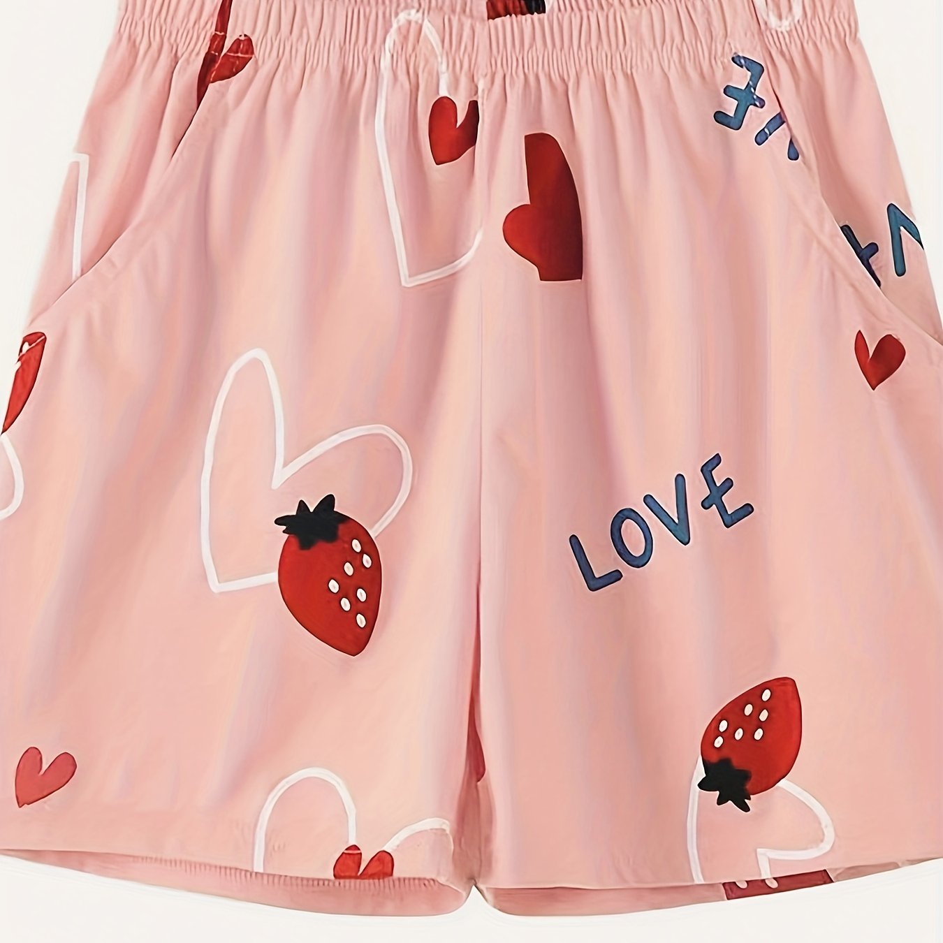 Strawberry Print Sleep Bottoms Women's Soft & Comfy Shorts