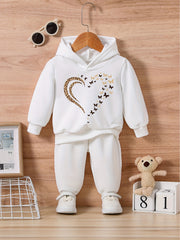Heart Shape Butterfly Leopard Print Toddler Outfit Set