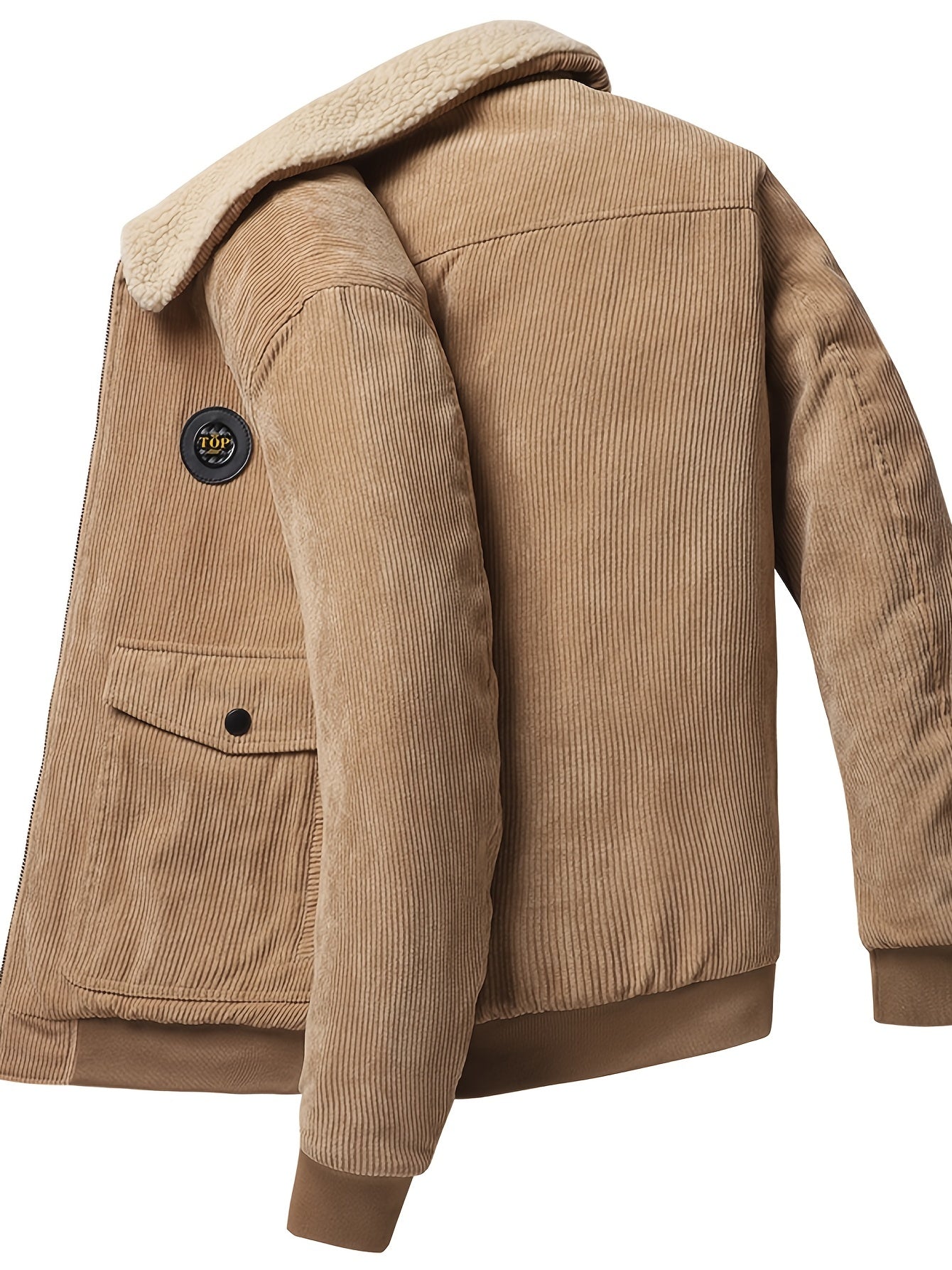 Men's Casual Corduroy Flap Pocket Jacket Coat