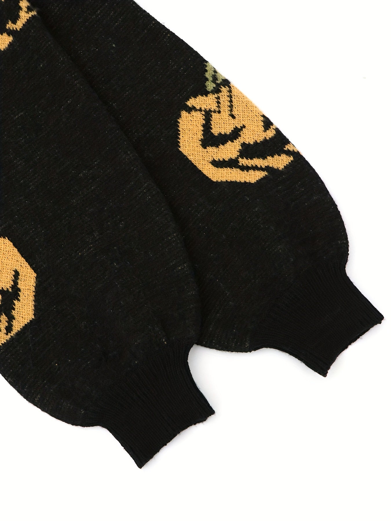 Pumpkin Print Gothic Sweater Long Sleeve Round Neck Pullover