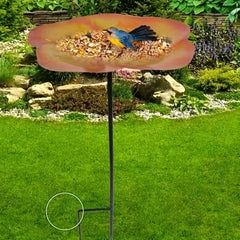 Metal Flower Bird Feeder with Stake for Garden Yard