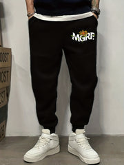 Stylish Letter Print Men's Sweatpants with Drawstring Jogger Pants
