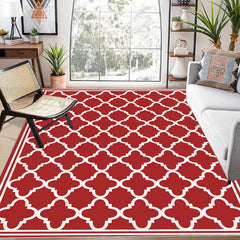 Trellis Collection Red Area Rug Contemporary Casual Abstract Area Rug