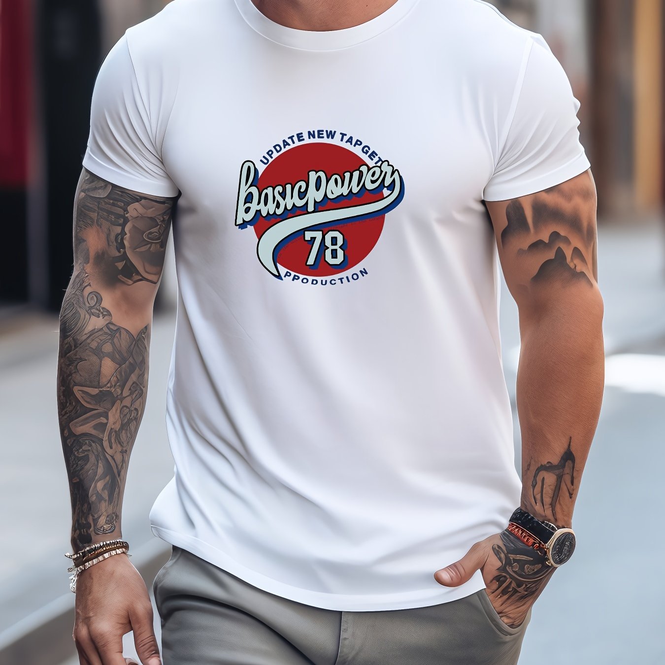 Letter Pattern Print Men's Graphic Tee - Summer Outdoor Top Gift