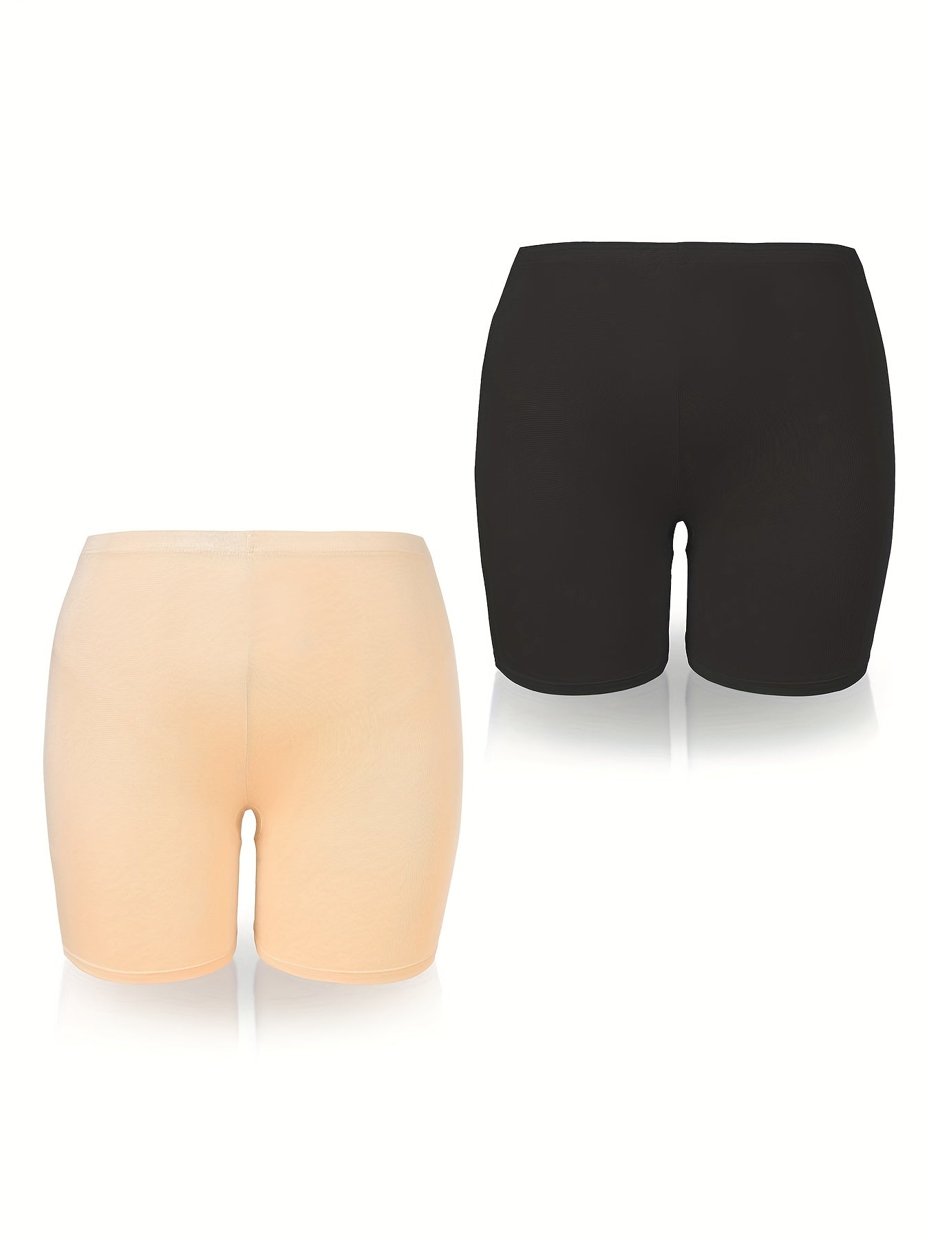 2 Pack Plus Size Seamless Boyshort Briefs Set Women's High Stretch Panties