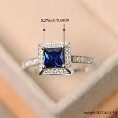 Square Zircon Women Ring Bridal Wedding Girls Gift Jewelry